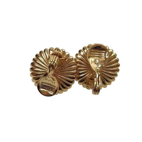 Vintage Monet Gold Faux Pearl Clip-On Earrings Signed - Picture 3 of 4